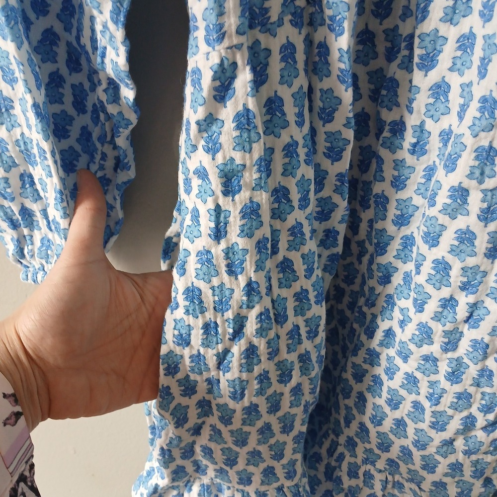 Vineyard Vines Women's Size XS Seastitch Block Print Dress Ruffle Hem 3/4 Sleeve - Picture 9 of 16